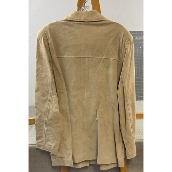 Dialogue Women's M Washable Beige Leather Blazer Jacket Genuine Suede NWT - Picture 3 of 7